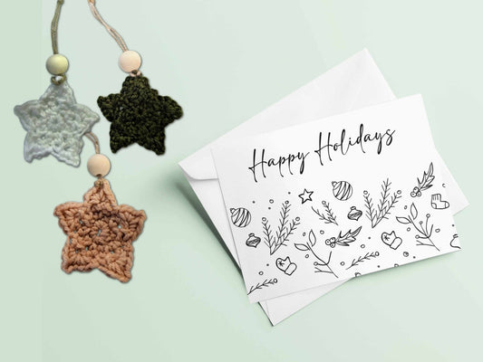 Boho Star Holiday Card - Greeting Cards - UpperRoomPrints