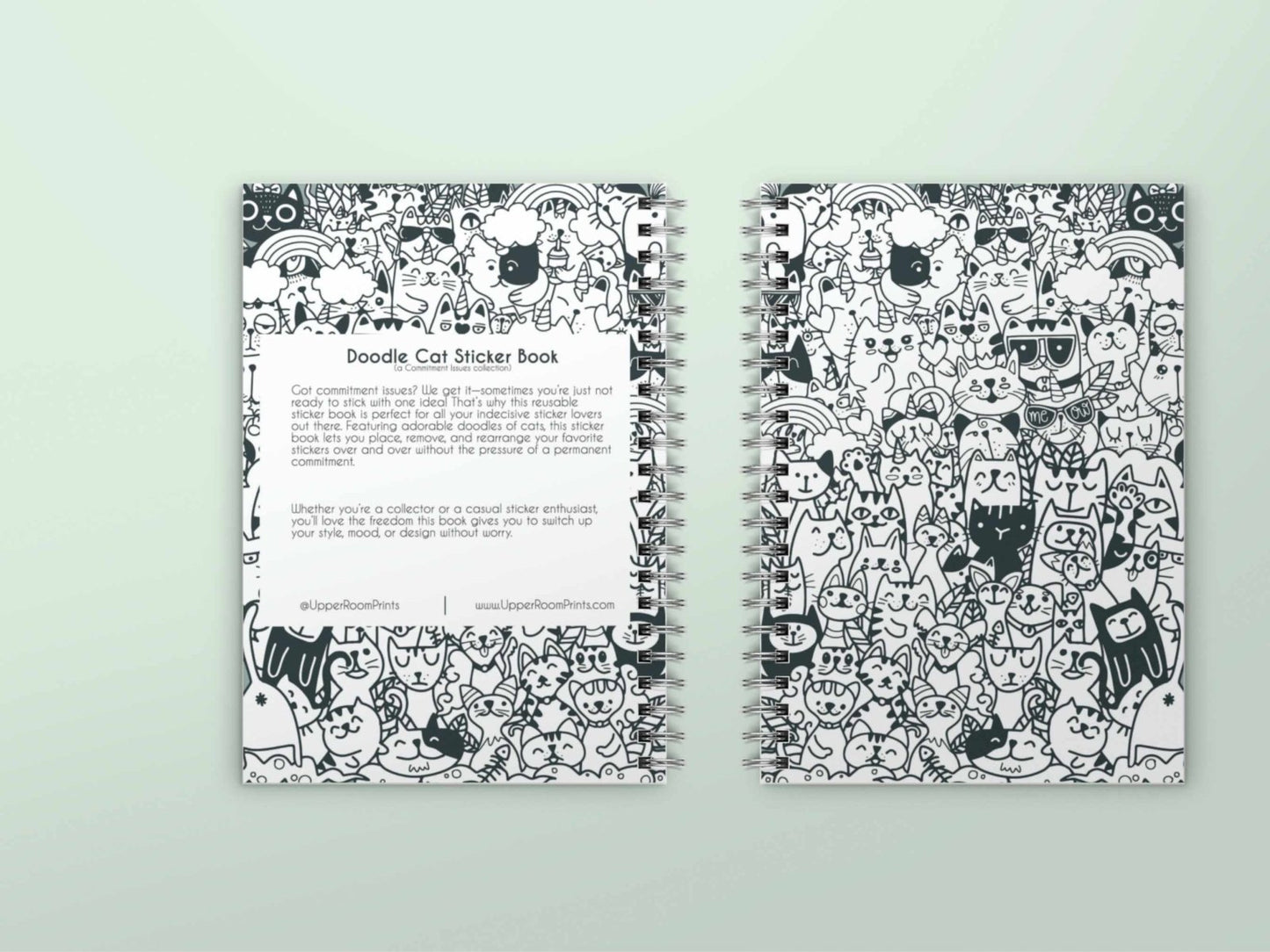 Cat Doodles sticker storage book with adorable cat doodle cover design, 50 pages for cat lovers and sticker collectors