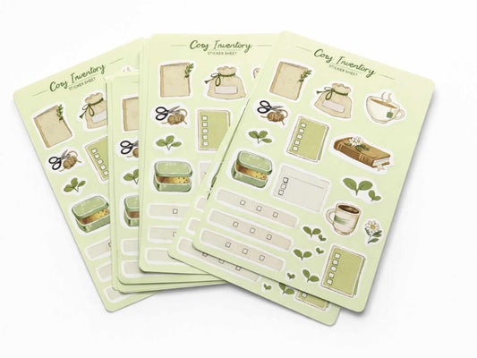 Set of 'Cray Inventory' sticker sheets on a white background
