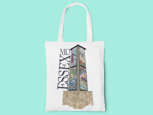 Essex MD tote bag 16x15 inch reusable cotton grocery bag celebrating Essex Maryland with DTF transfer design