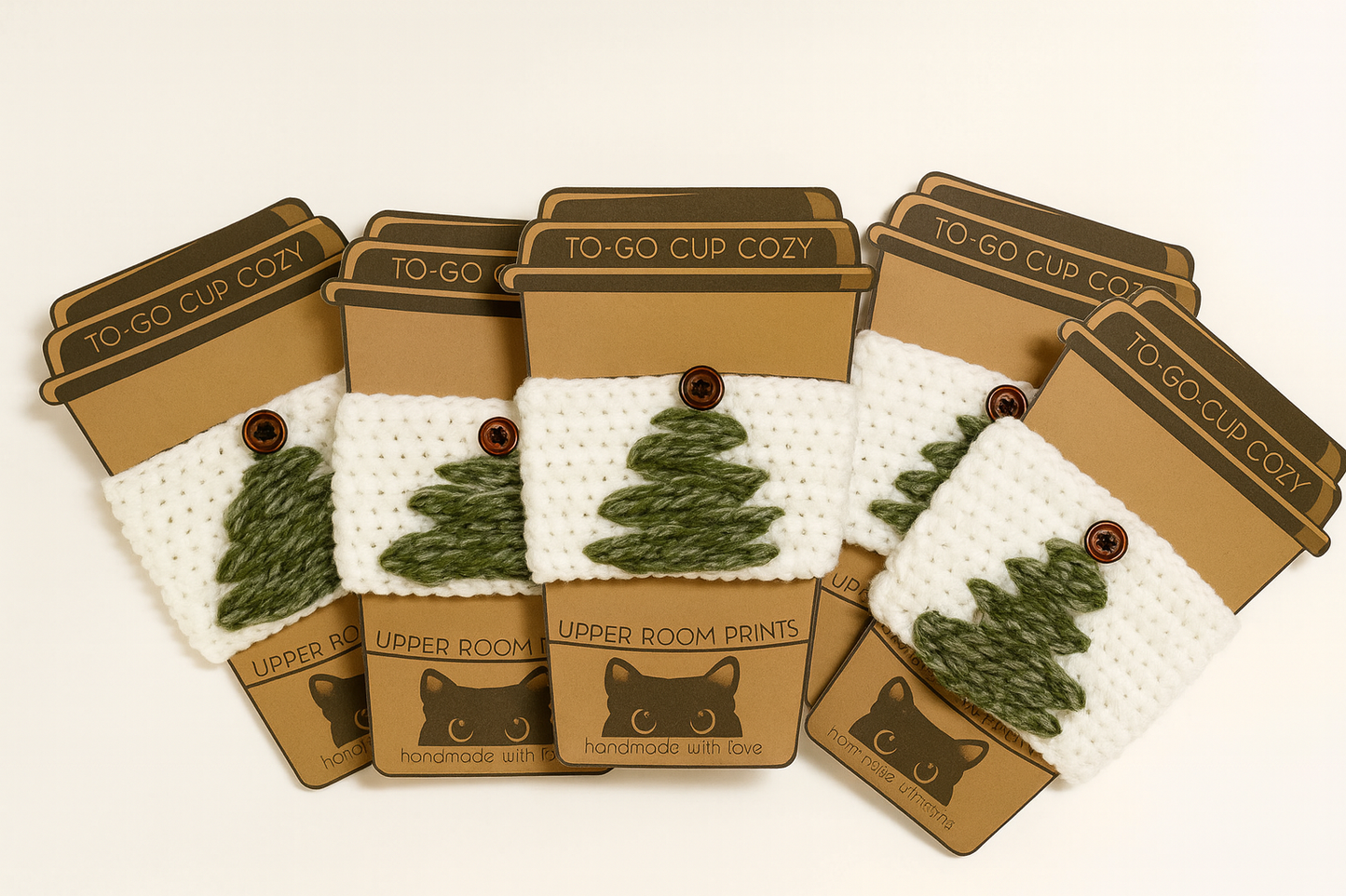 Rustic cottagecore drink cozy with button detail, perfect stocking stuffer and eco-friendly gift