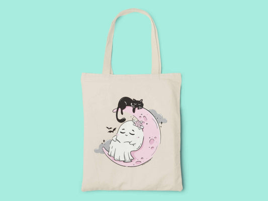 Ghost Moon Tote Bag - Tote Bag - UpperRoomPrints