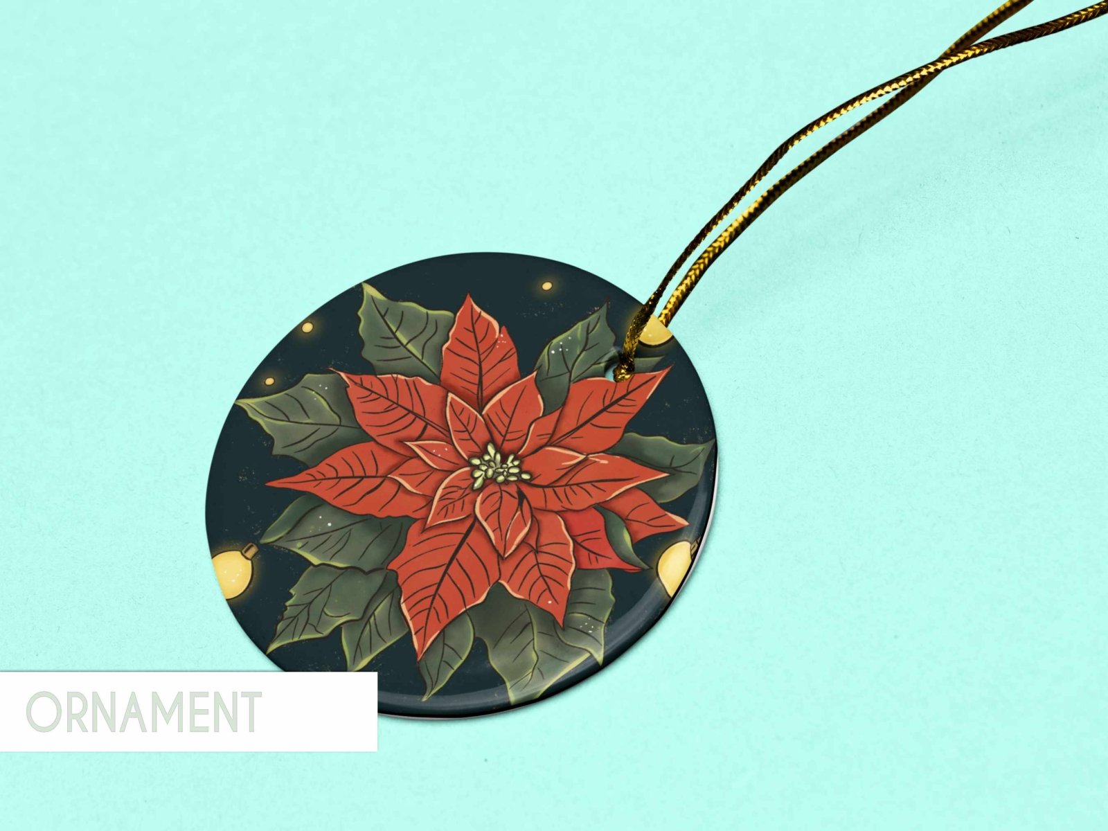 Handmade ceramic poinsettia ornament with detailed holiday flower design