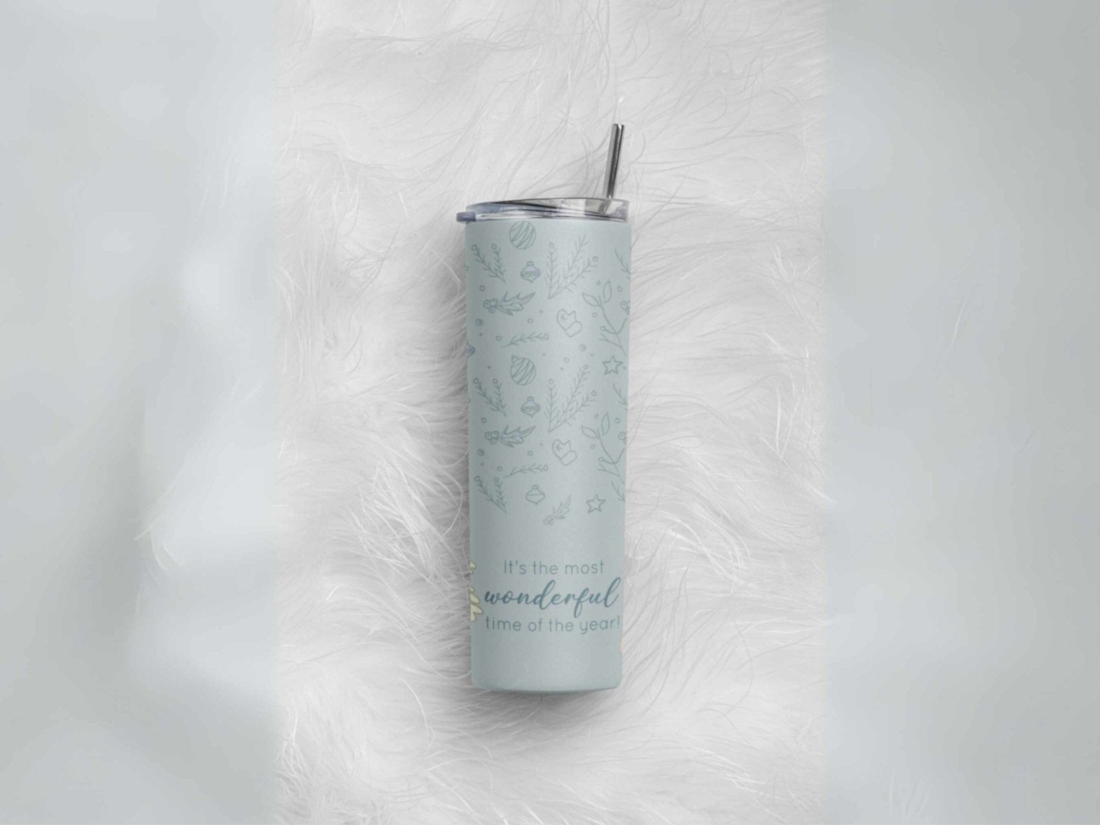 Insulated Christmas tumbler with Best Time of the Year design, perfect holiday gift for coffee lovers