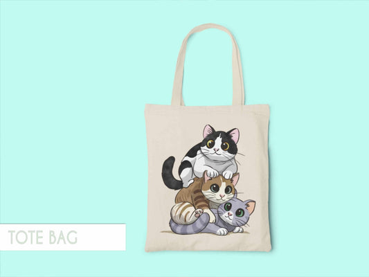 Kitty Stack Tote Bag - Tote Bag - UpperRoomPrints