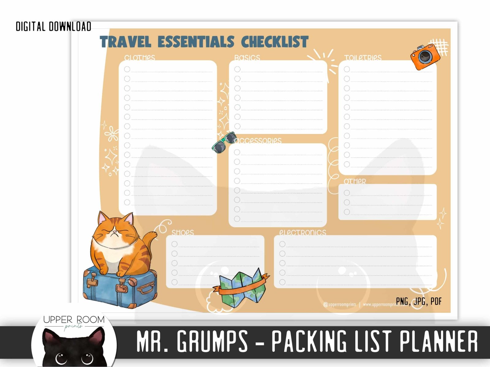 Mr. Grumps - Packing List Planner Printable - DIY - UpperRoomPrints