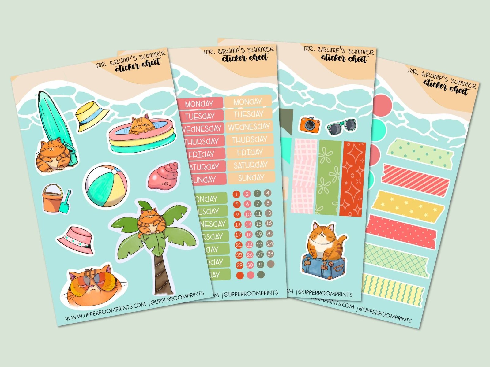 Mr Grumps Summer Mini Sticker Sheets - Stickers - UpperRoomPrints