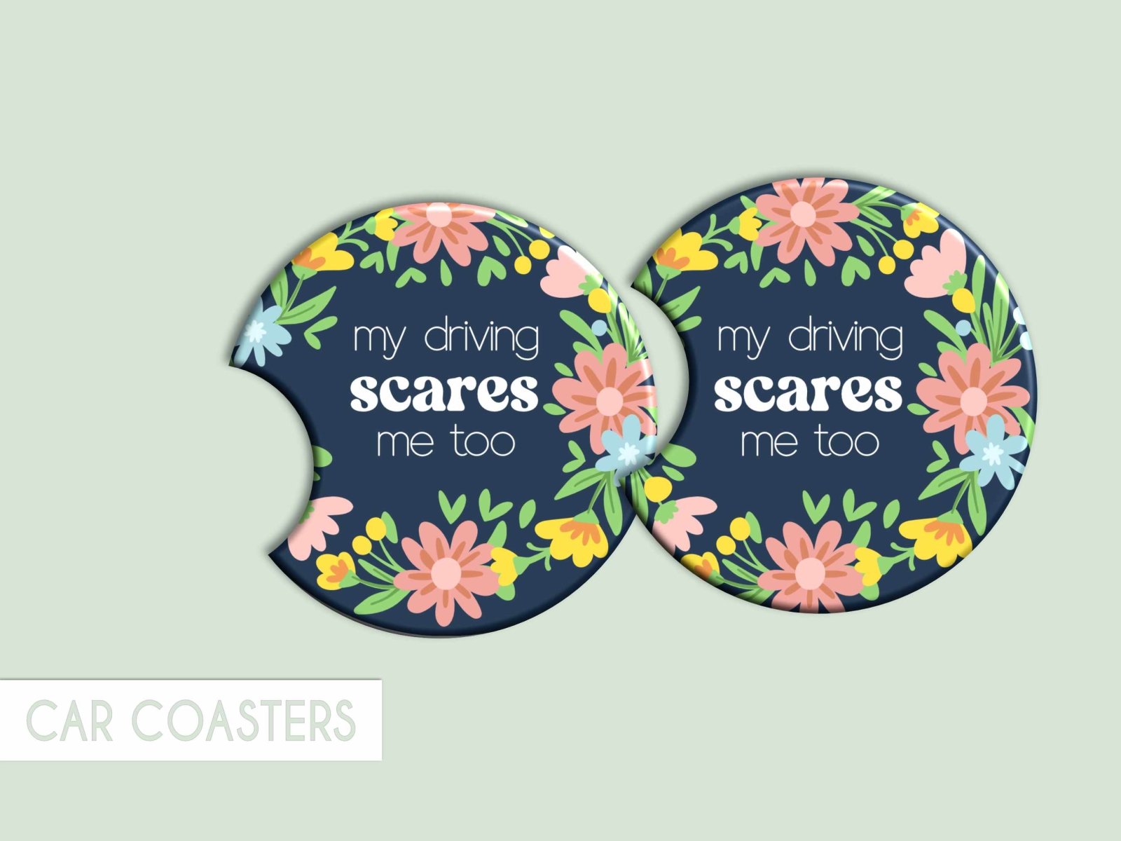 My Driving Scares Me Car Coaster - Accessories - UpperRoomPrints