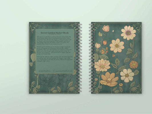 Secret Garden sticker storage book with beautiful floral watercolor cover design, 50 pages for sticker collectors