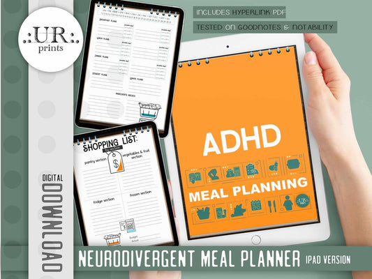 ADHD Digital Recipe Book For Goodnotes - Digital Planners - UpperRoomPrints