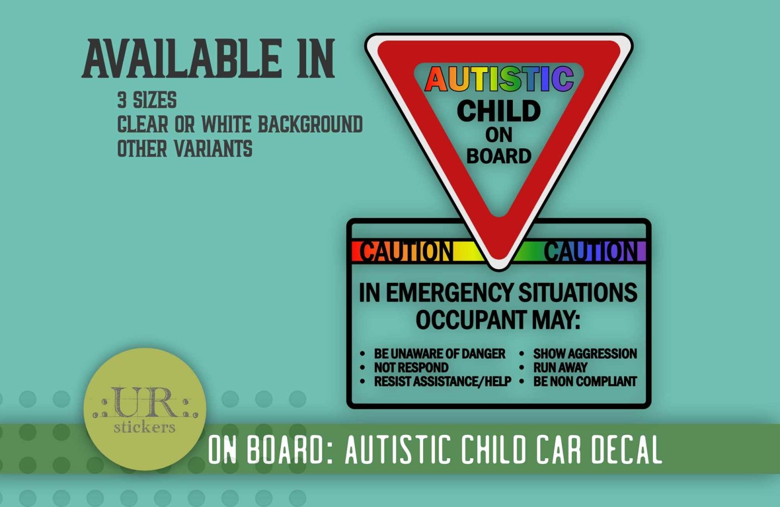 Autistic Child On Board Car Decal applied to a vehicle, raising autism awareness and ensuring visibility for safety.