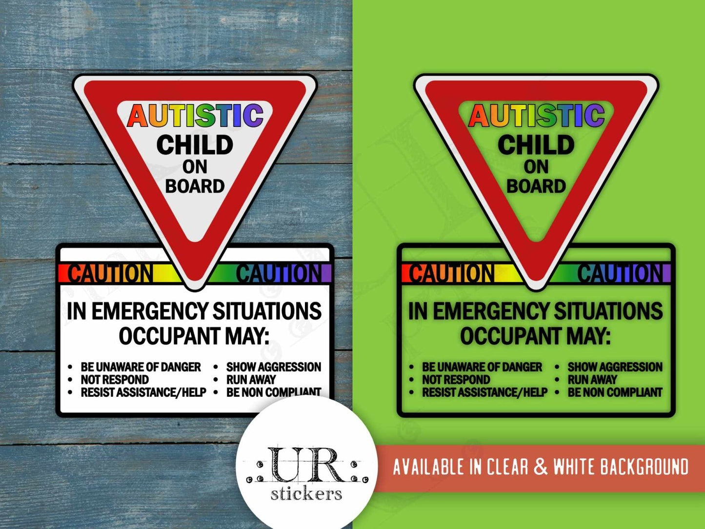 Autistic Child On Board Car Truck Decal Sticker - Stickers - UpperRoomPrints