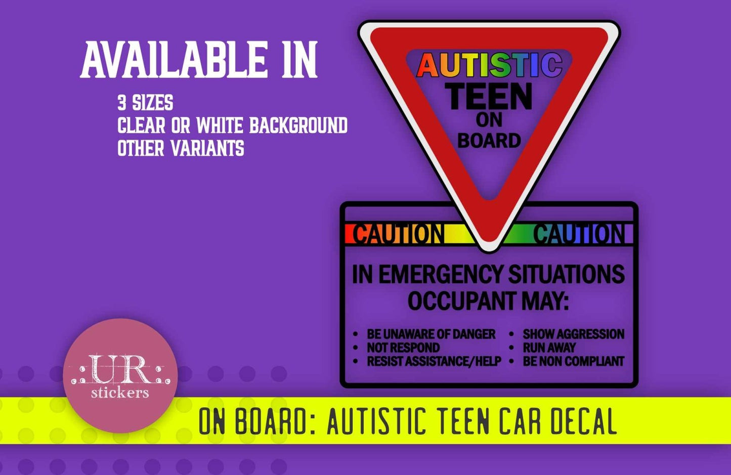 Autistic Child On Board Car Truck Decal Sticker - Stickers - UpperRoomPrints