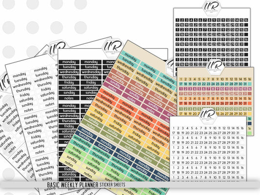 Basic Weekly Planner Sticker Sheets - Stickers - UpperRoomPrints