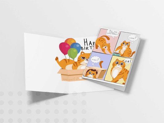 Cat Window Birthday Card - Greeting Cards - UpperRoomPrints