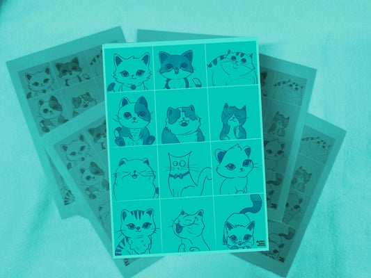 Cats Rows Print - Prints - UpperRoomPrints