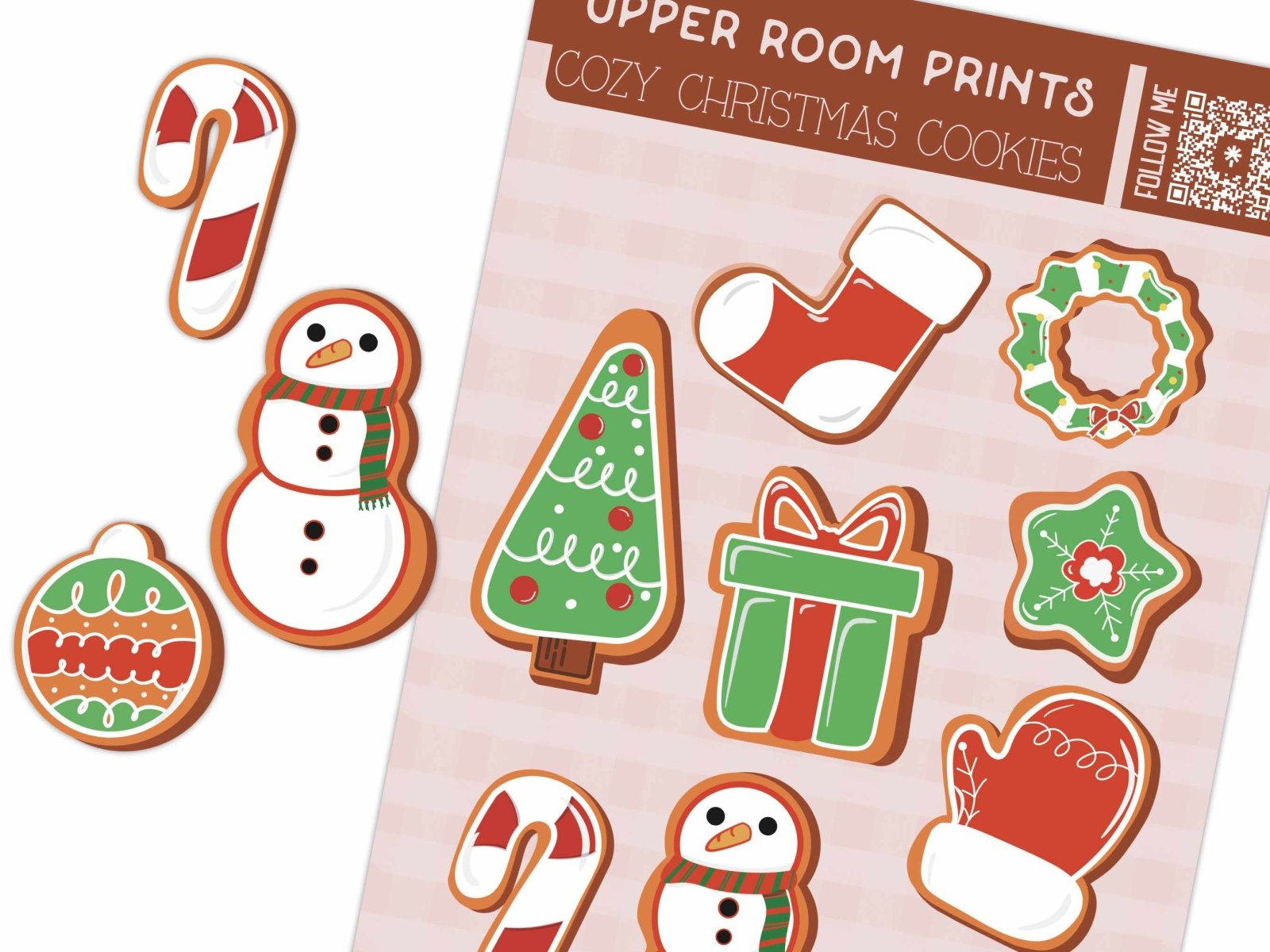 Christmas cookie sticker sheet with delicious holiday designs for planners and journals, 4x6 inches