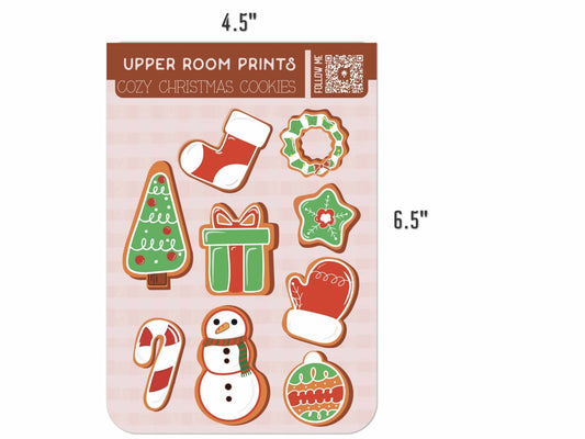 Cozy Christmas cookie stickers used on planner, laptop, and holiday crafts