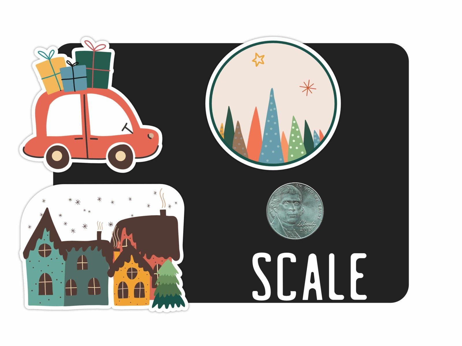 Vintage Christmas stickers used on planner, gift wrap, and holiday crafts