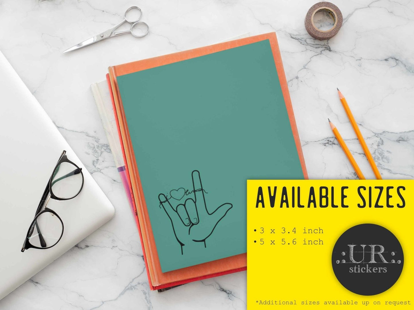 Customizable "I love you" ASL Sticker - Stickers - UpperRoomPrints