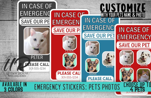 Emergency Animal Sticker Customized Pet Emergency Sticker with Pictures & Names – UpperRoomPrints