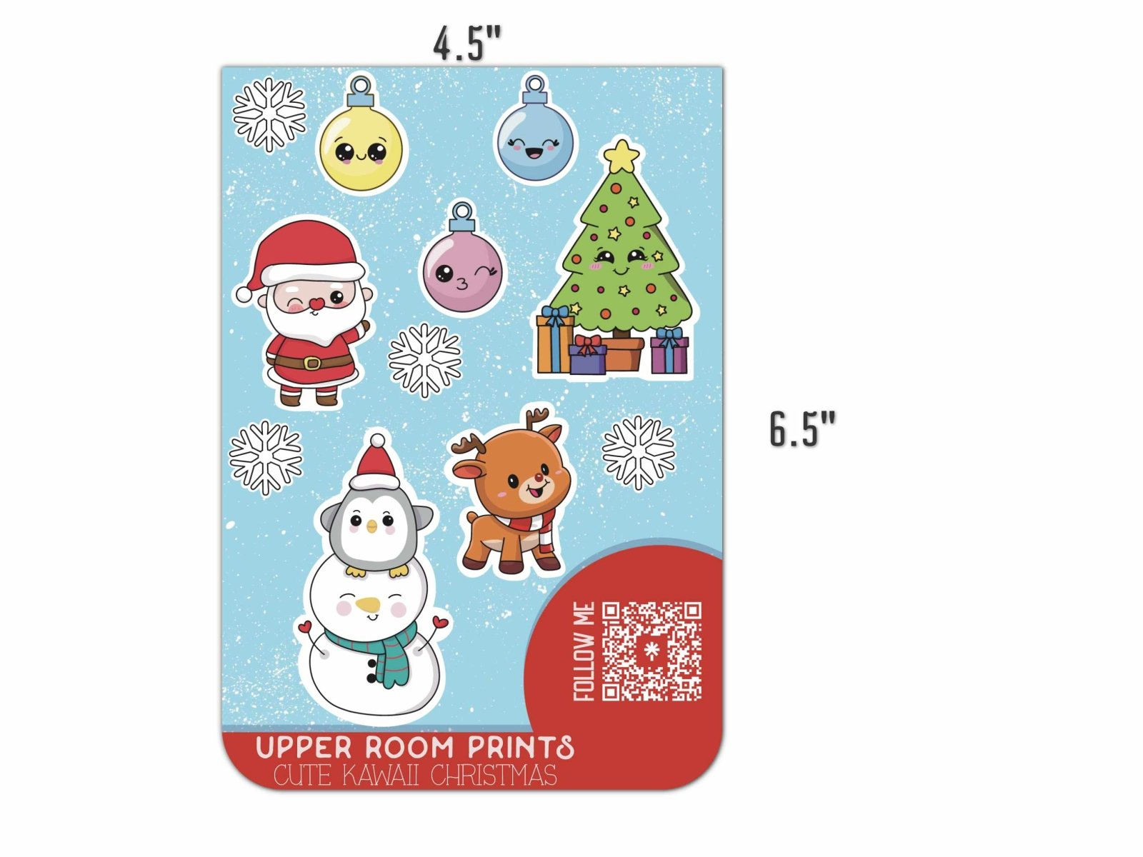 Cute Kawaii Christmas Sticker Sheet - Stickers - UpperRoomPrints