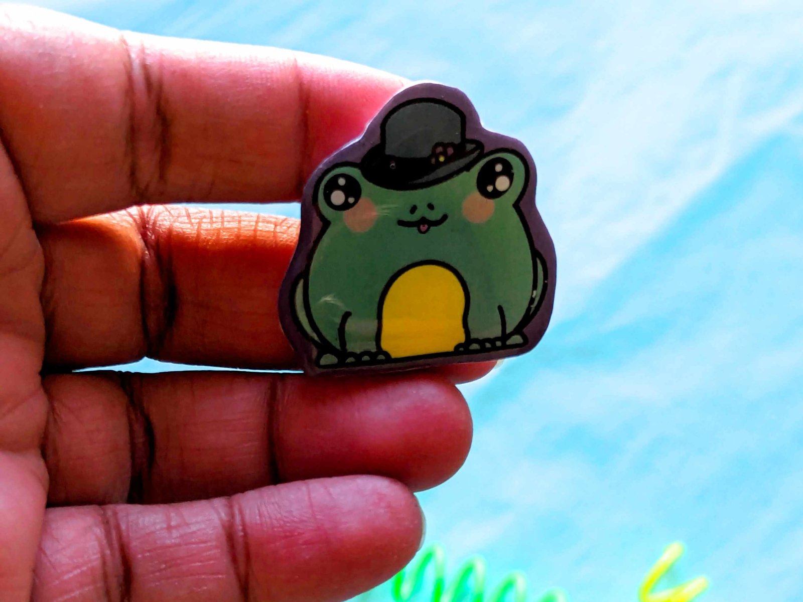 Edgar Frog Bowler Hat Pin - Pins - UpperRoomPrints
