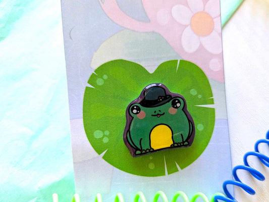 Edgar Frog Bowler Hat Pin - Pins - UpperRoomPrints