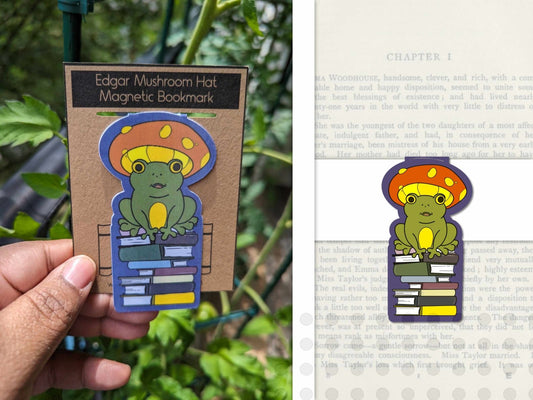 Edgar Mushroom Hat Magnetic Bookmark - Bookmarks - UpperRoomPrints