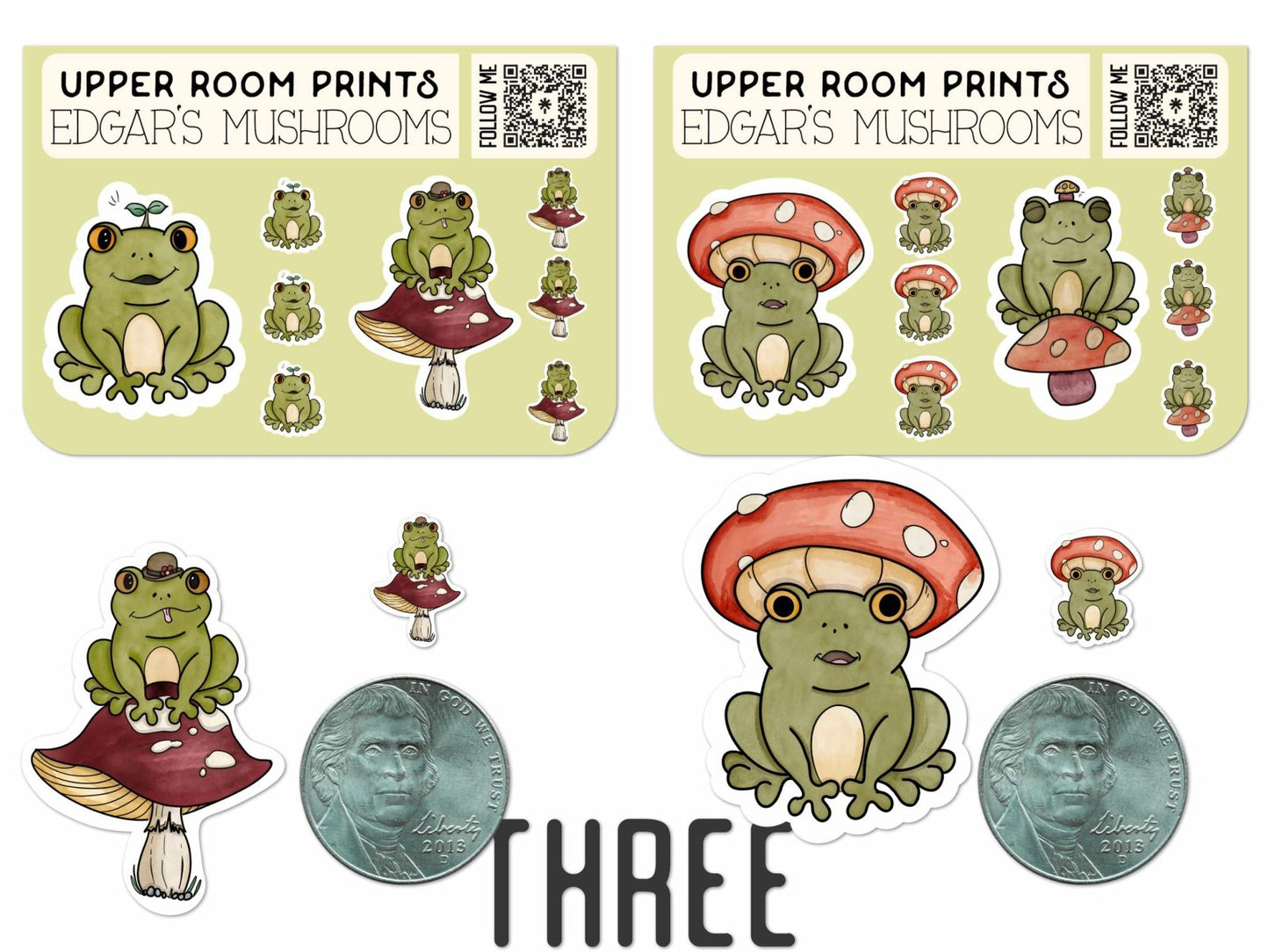 Edgar's Mushrooms Sticker Sheet - Stickers - UpperRoomPrints