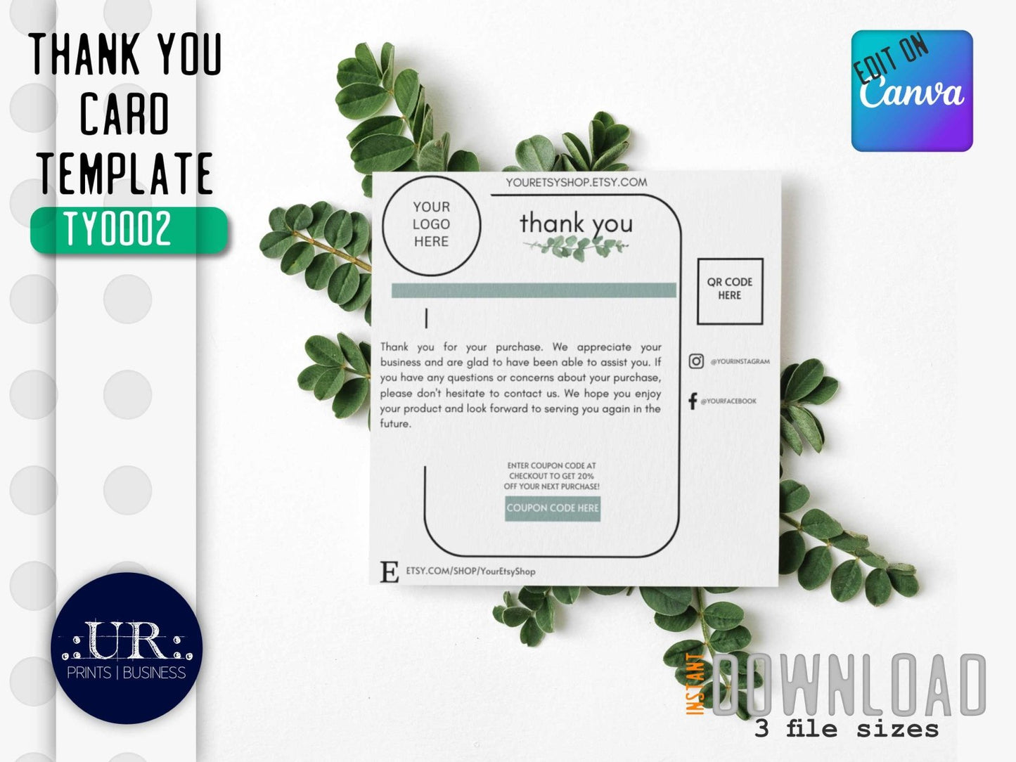 Emerald Packing Thank You Card Template - Business Templates - UpperRoomPrints