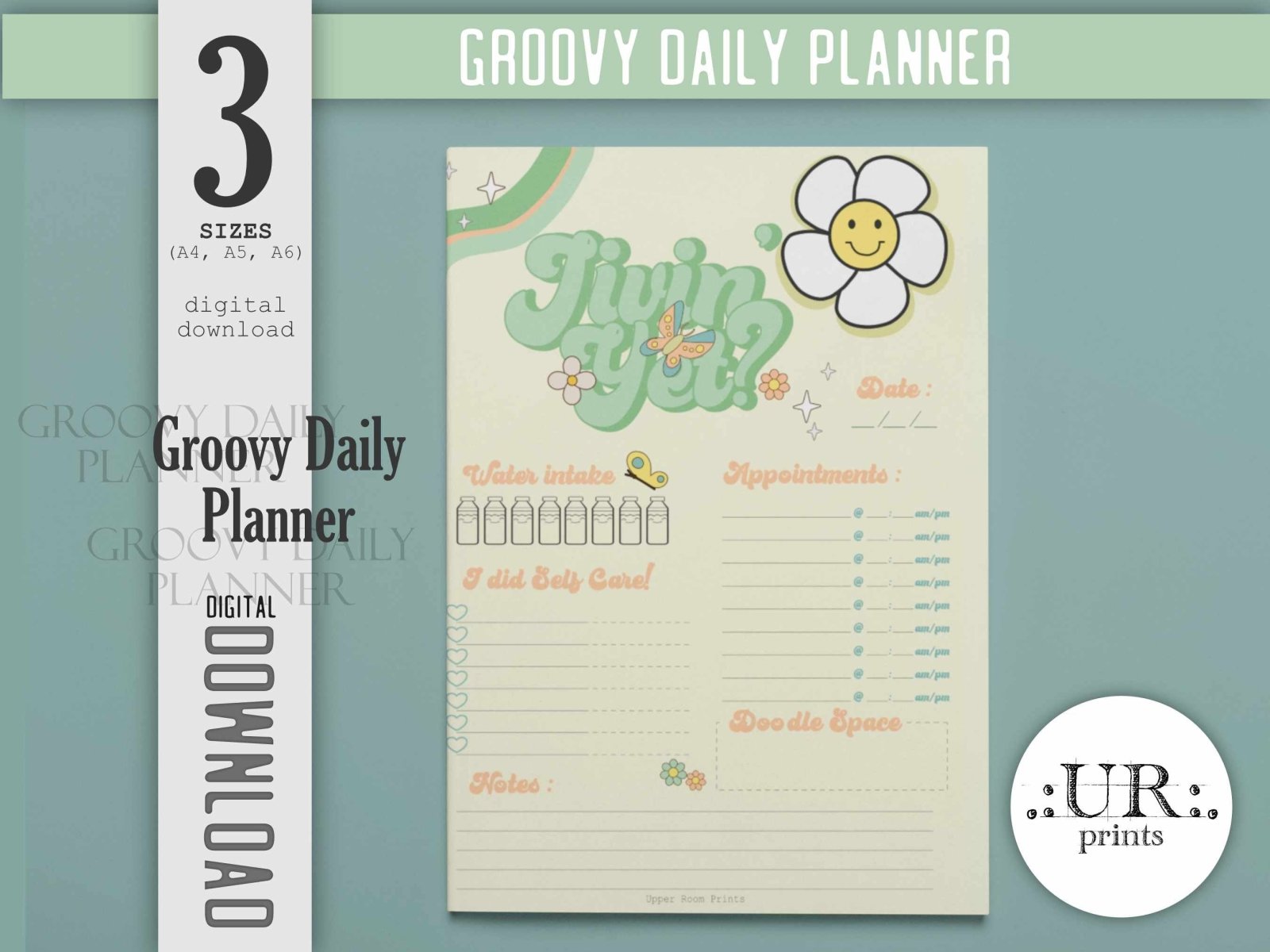 Groovy Daily Planner Sheet for Women - Printable - UpperRoomPrints