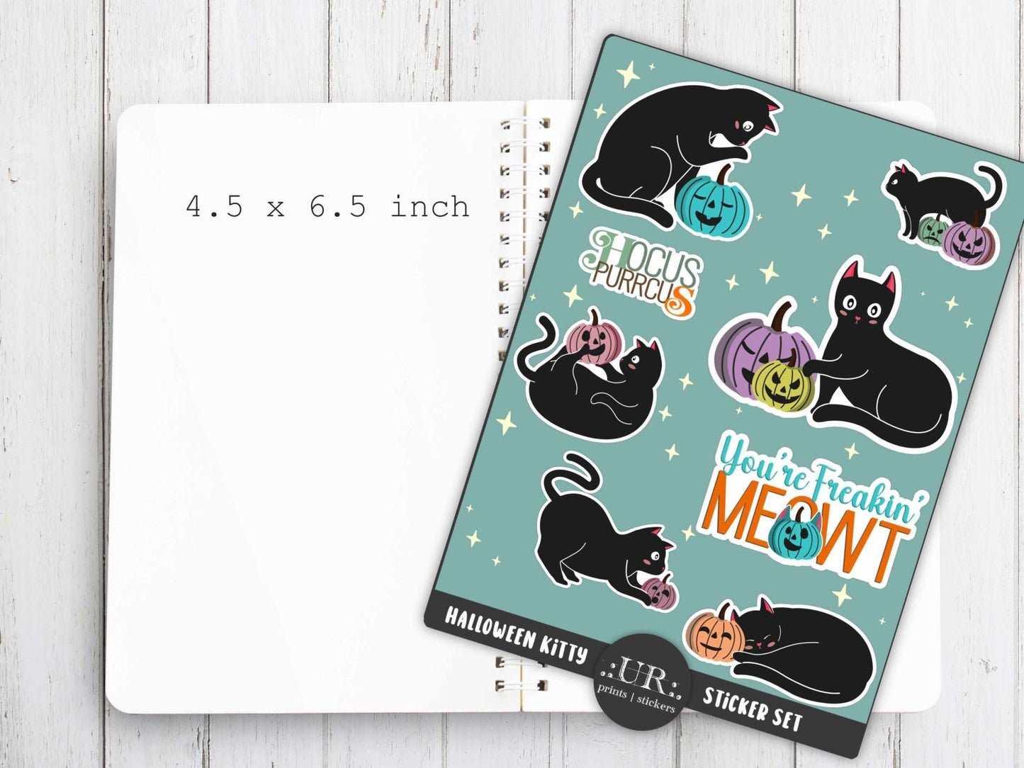 Halloween Kitty Sticker Sheet - Stickers - UpperRoomPrints