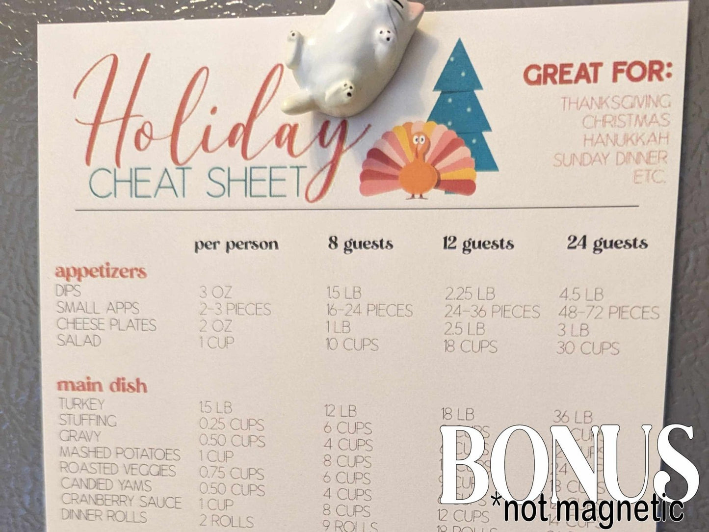 Holiday Cheat Sheet and black dry erase marker included with magnetic meal planner