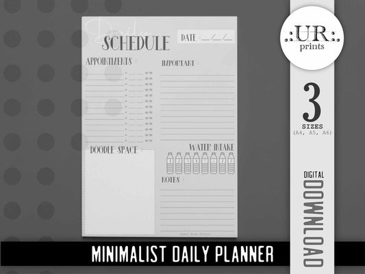 Minimalist Daily Planner Sheet - Printable - UpperRoomPrints