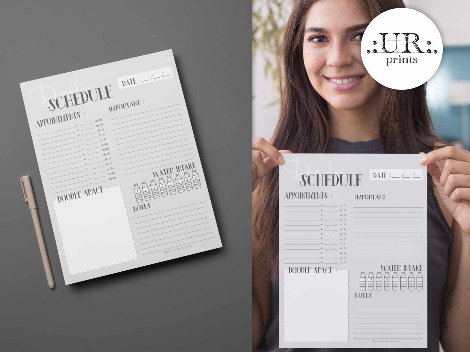 Minimalist Daily Planner Sheet - Printable - UpperRoomPrints