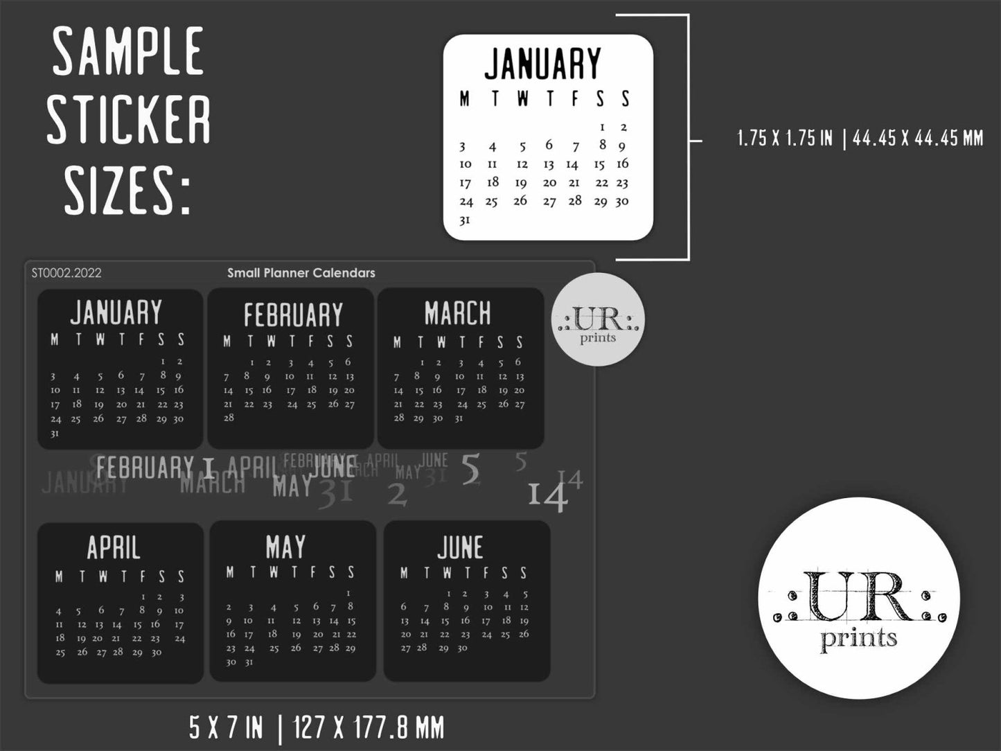 Monthly Planner Calendar Sticker Sheets - Stickers - UpperRoomPrints