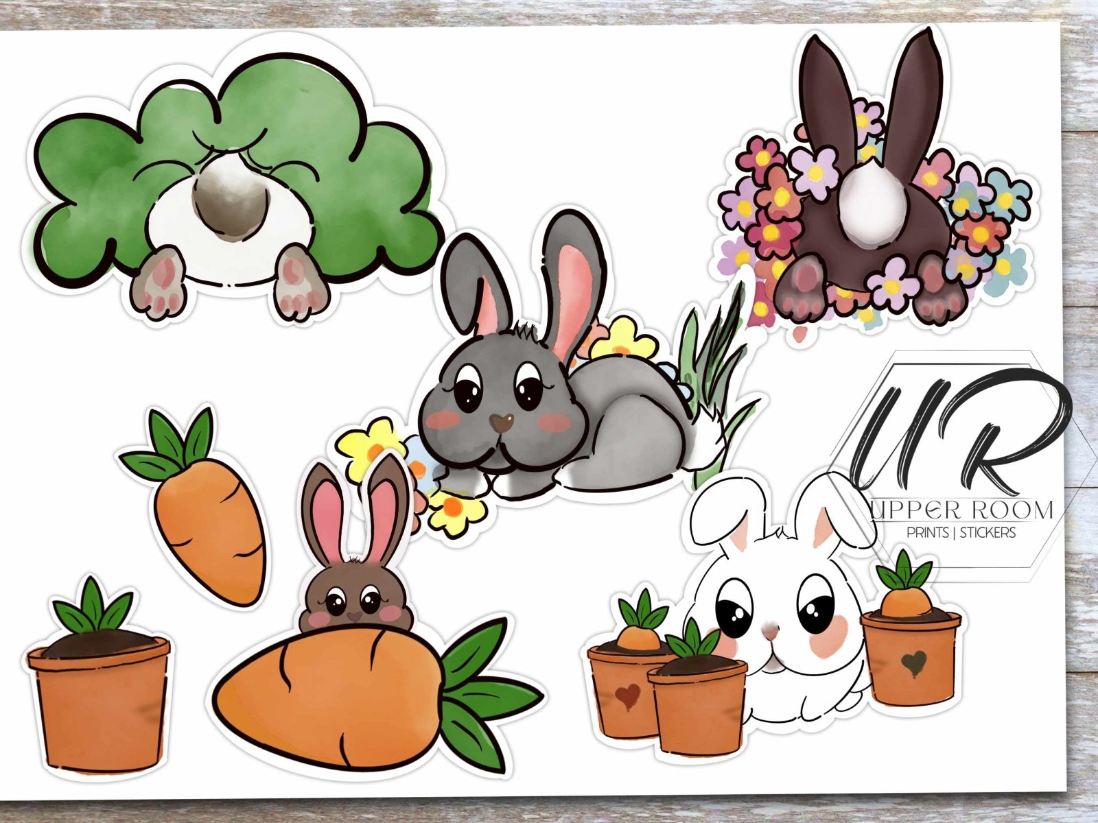Rabbit Sticker Set - Spring Collection 2023 - Stickers - UpperRoomPrints