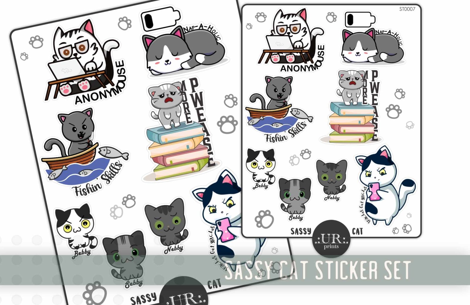 Sassy Cat Sticker Sheet - Stickers - UpperRoomPrints