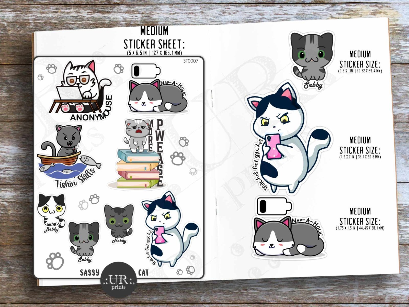 Sassy Cat Sticker Sheet - Stickers - UpperRoomPrints