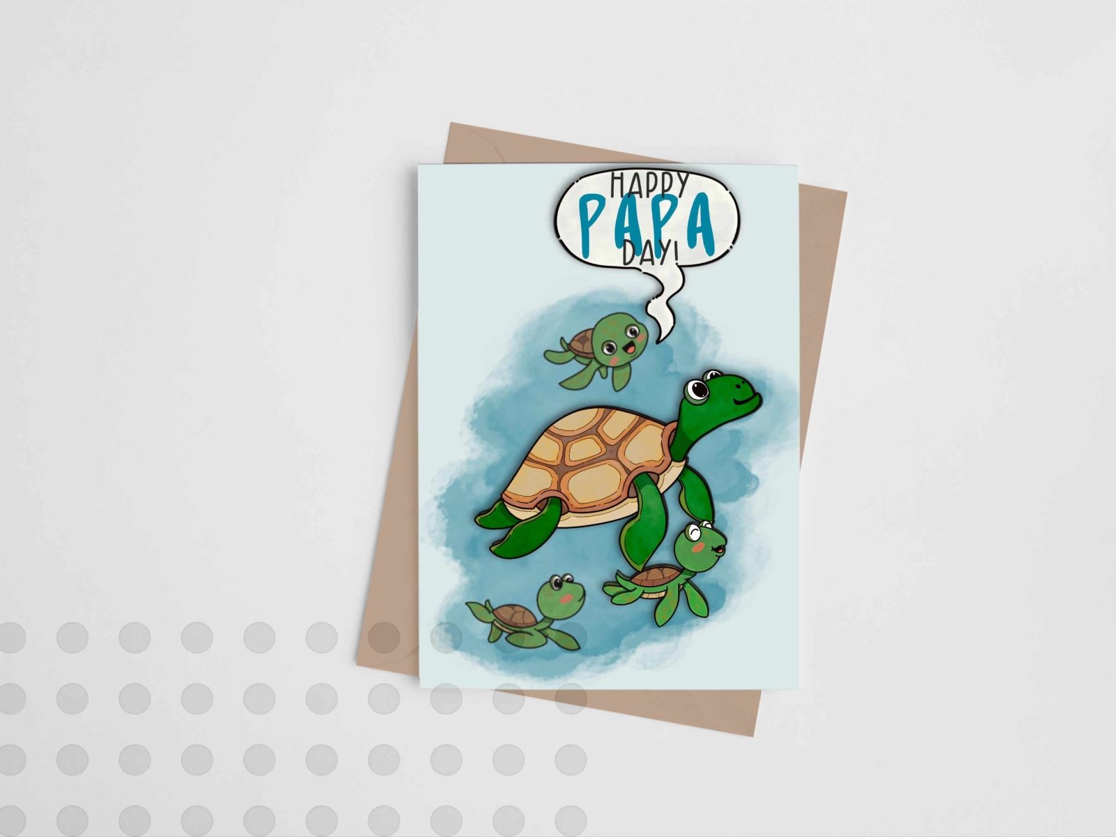 Swimming Papa Turtle Father's Day Card - Greeting Cards - UpperRoomPrints