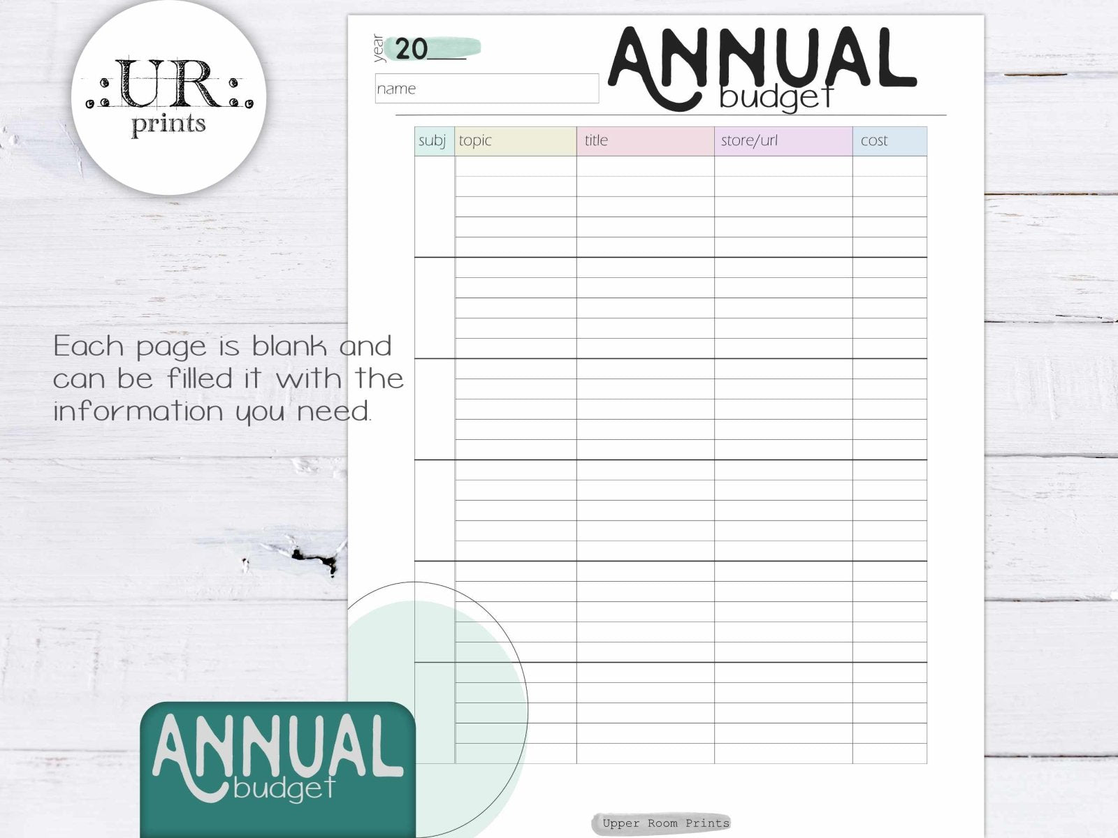 Undated Printable Homeschool Planner - Printable - UpperRoomPrints