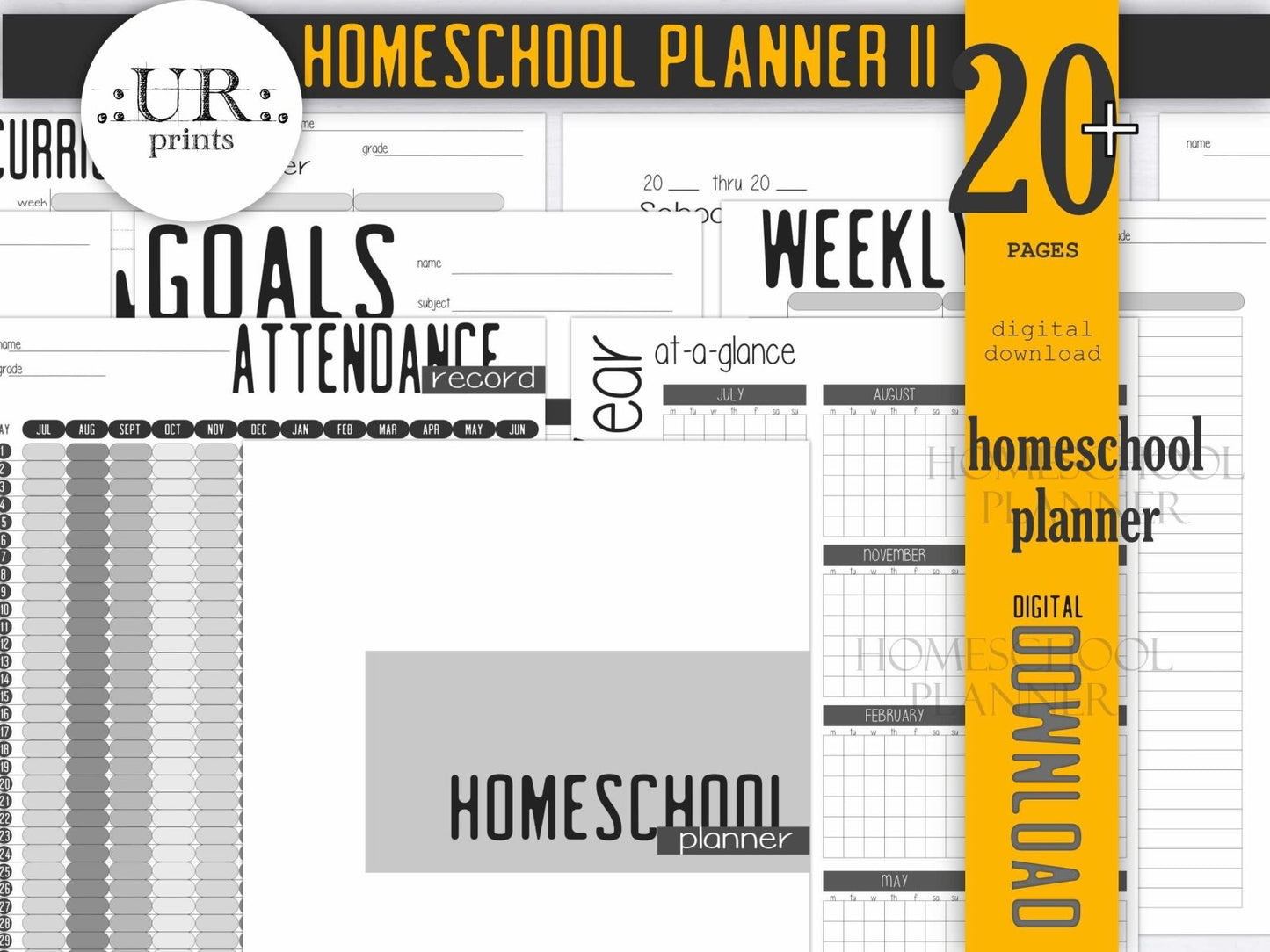 Undated Printable Homeschool Planner (minimalist) - Printable - UpperRoomPrints