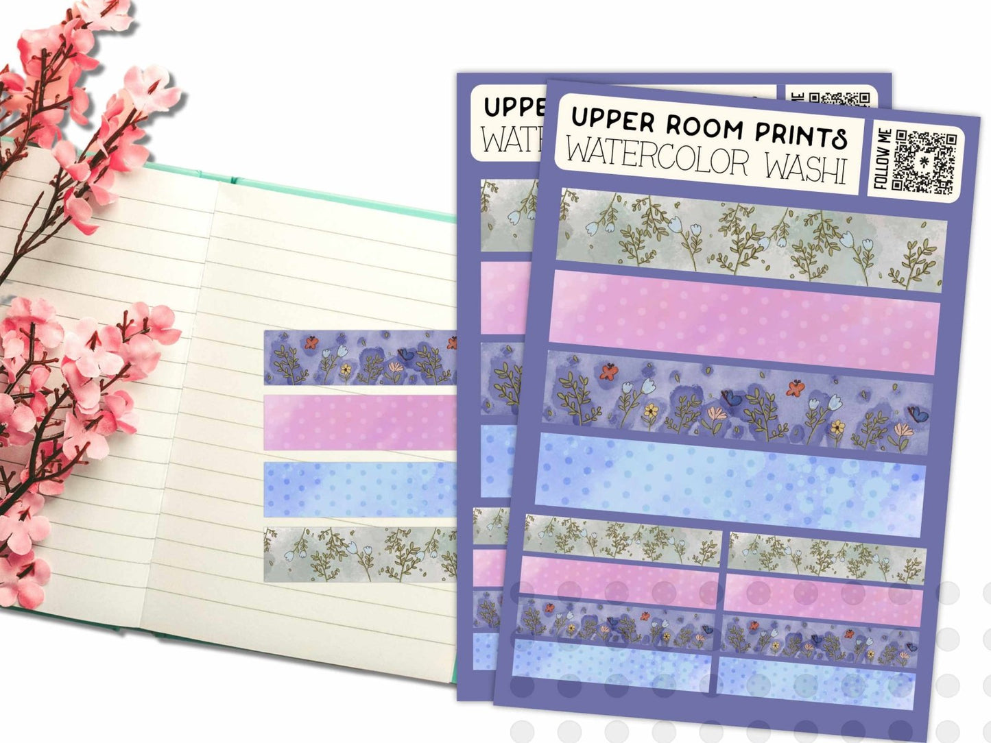 Watercolor Washi Sticker Sheet - Stickers - UpperRoomPrints